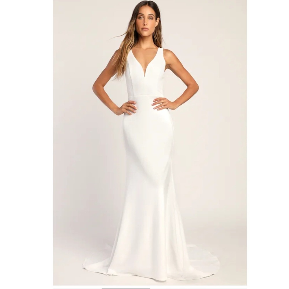 Lulus Long-Lasting Love Ivory Lace V-Neck Mermaid Maxi Dress Size M